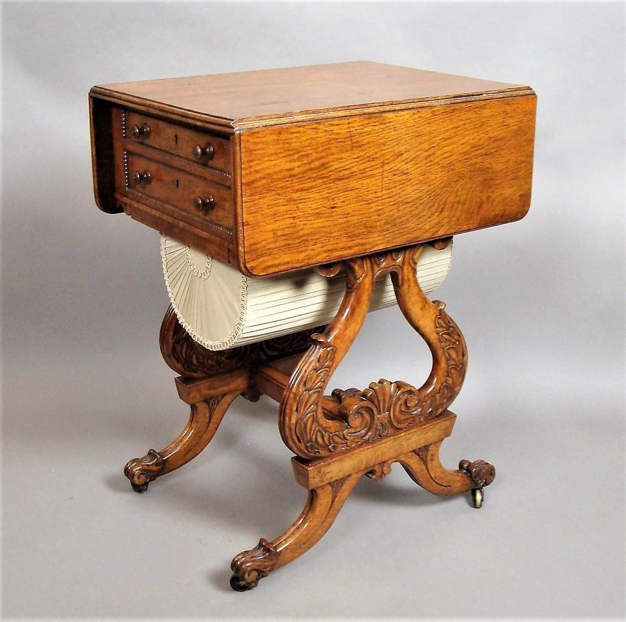 Regency pollard oak drop flap work table