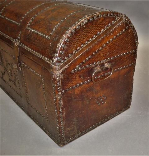 C18th pair of Spanish Leather Trunks