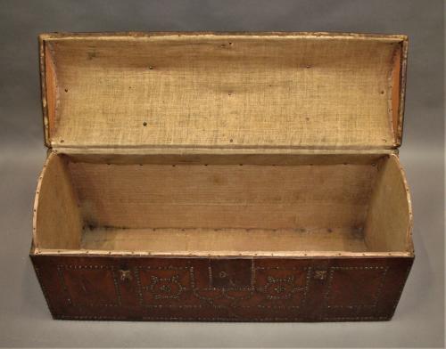 C18th pair of Spanish Leather Trunks