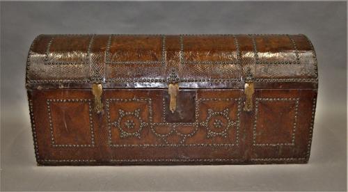 C18th pair of Spanish Leather Trunks