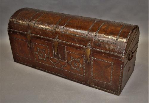C18th pair of Spanish Leather Trunks
