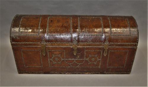 C18th pair of Spanish Leather Trunks