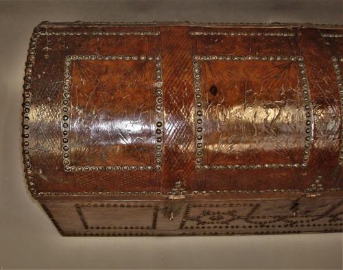C18th pair of Spanish Leather Trunks