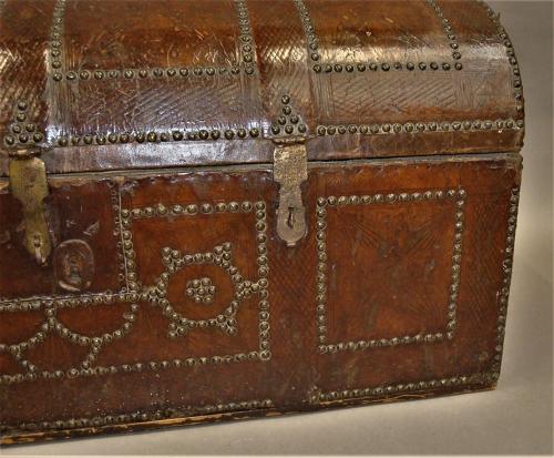 C18th pair of Spanish Leather Trunks