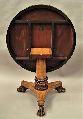 Regency burr ash, elm and oak centre table