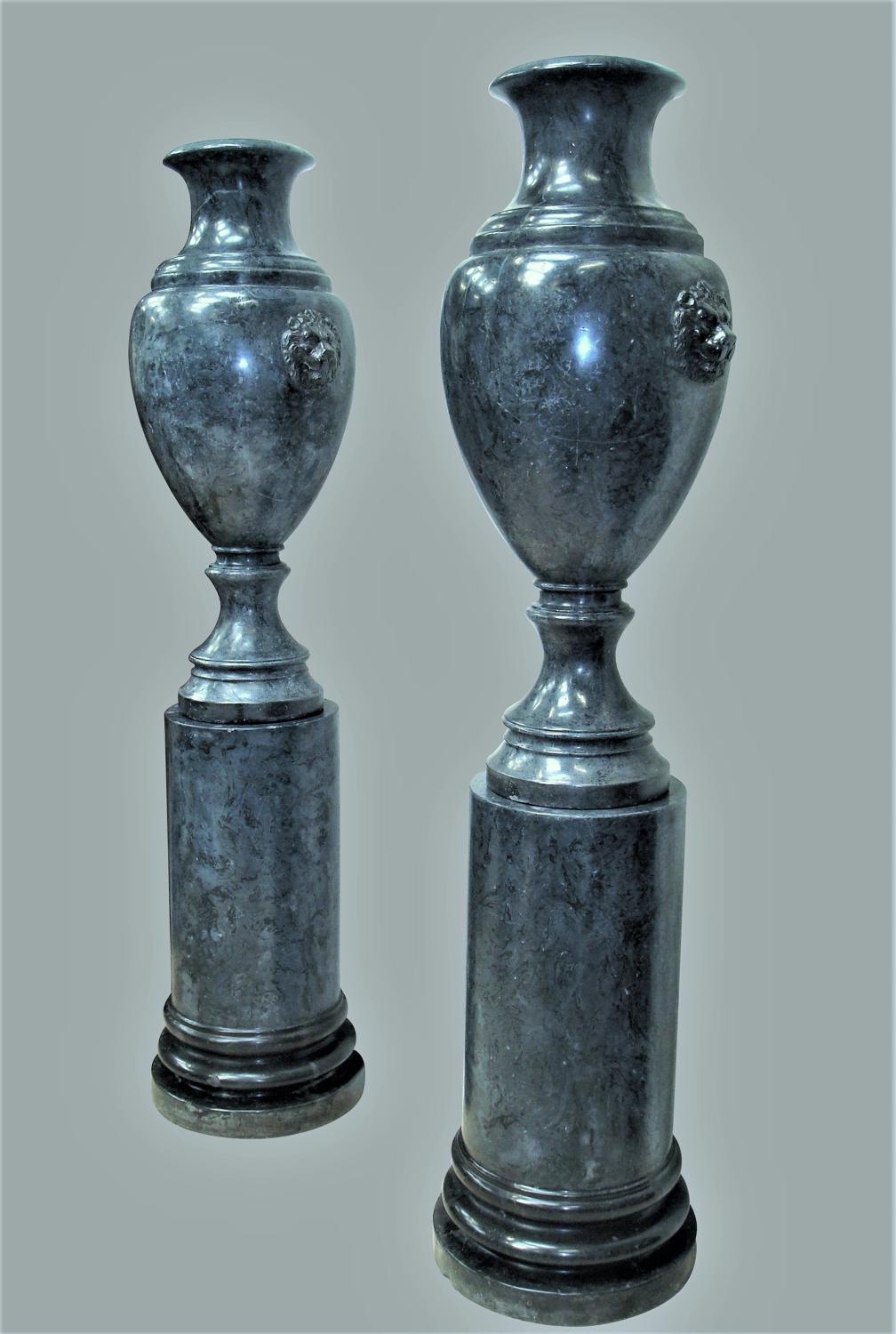 C20th pair of scagliola urns