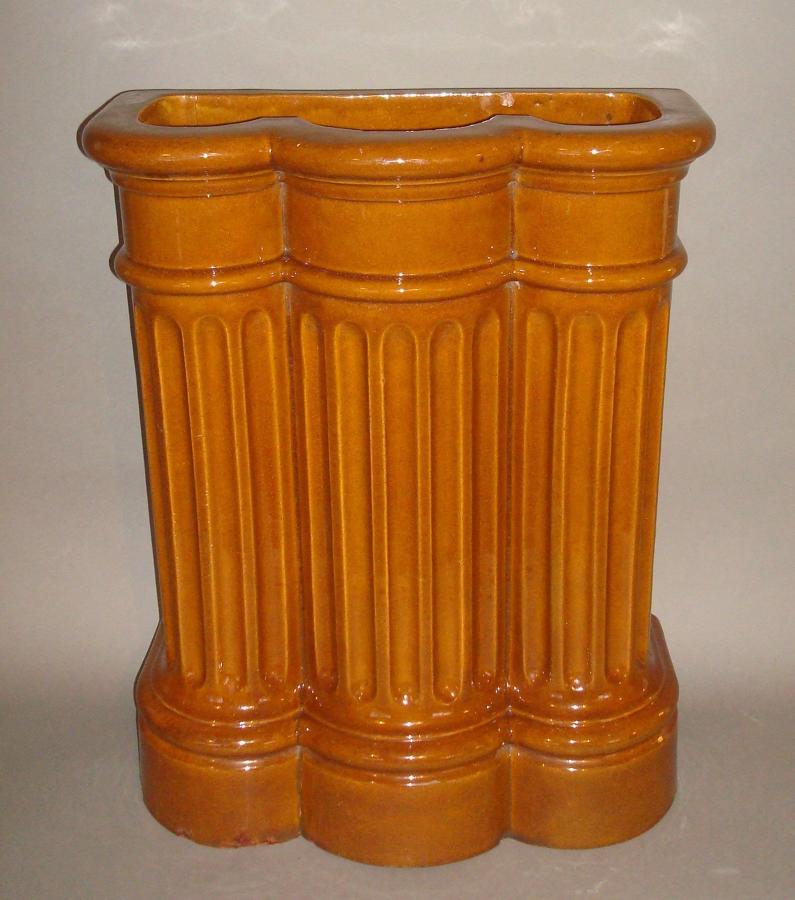 C19th glazed pottery majolica stick stand