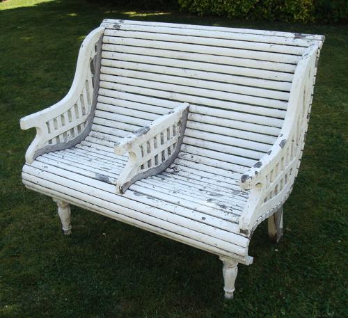 C20th stylish teak garden seat