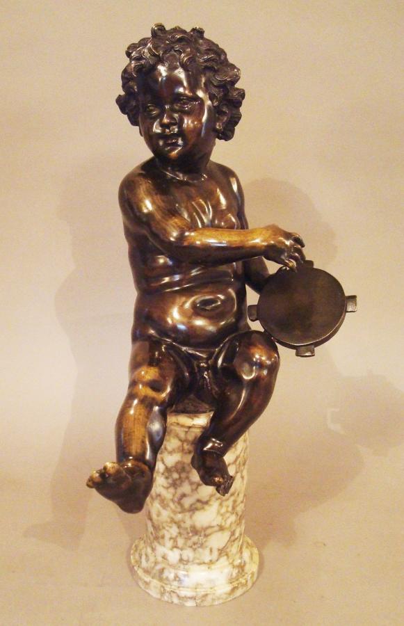 C19th bronze sculpture of a cherub