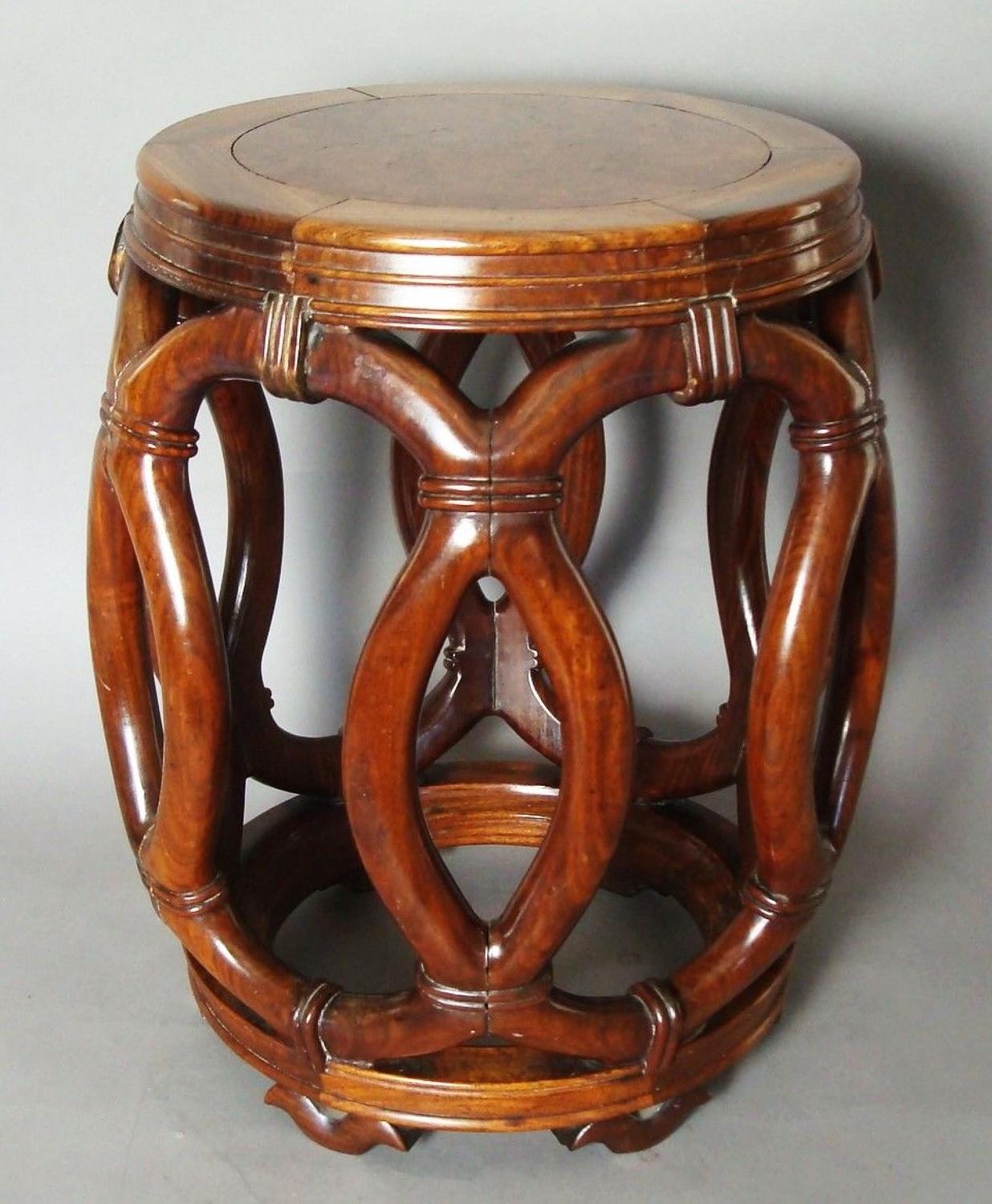 C19th Chinese hardwood stool