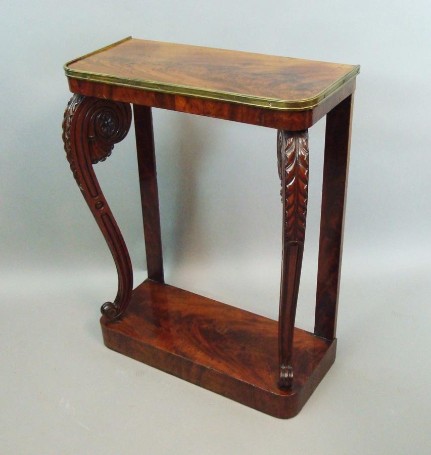 Regency figured mahogany console table