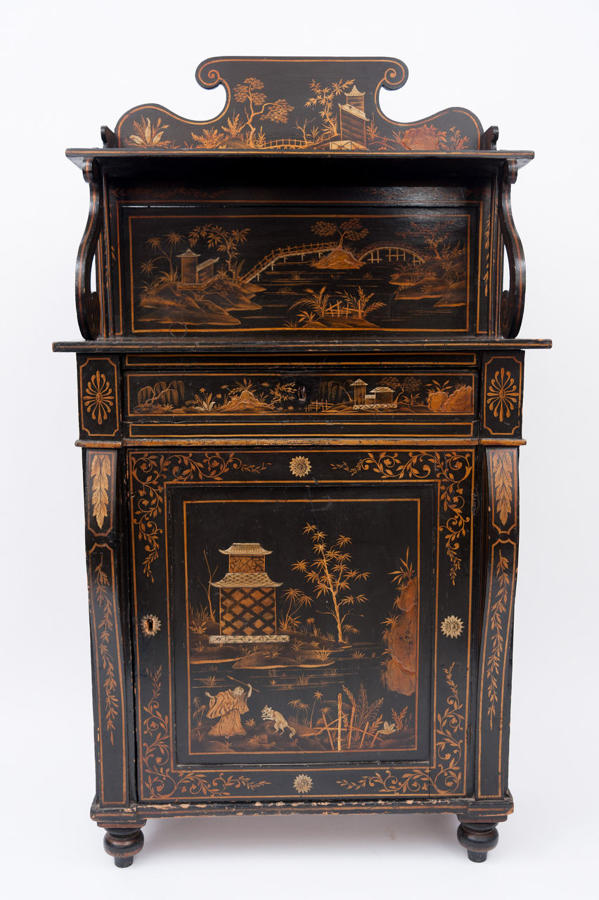 Regency black and gilt lacquered chiffonier