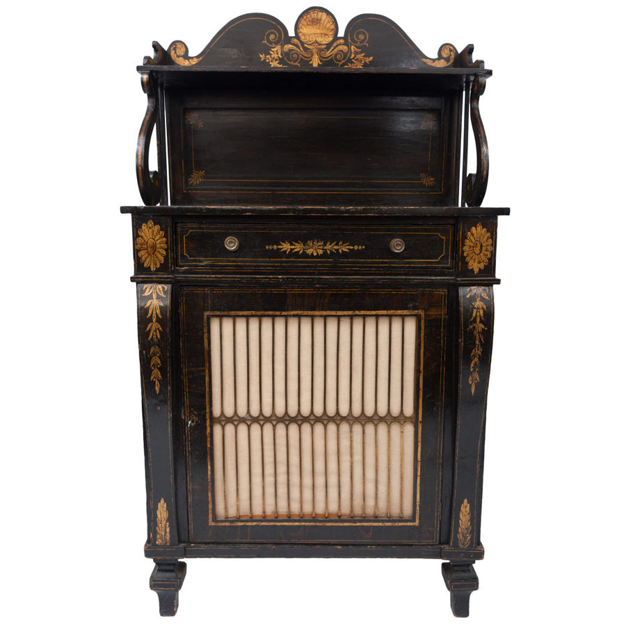 Regency black and gilt decorated chiffonier
