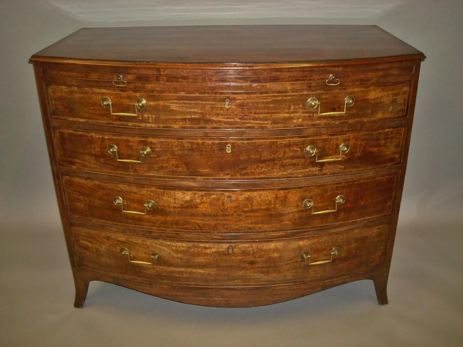 George III mahogany bow front chest of drawers