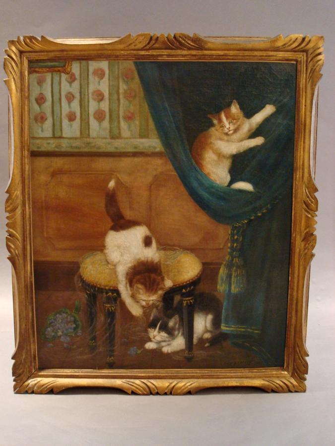 Oil painting of cats