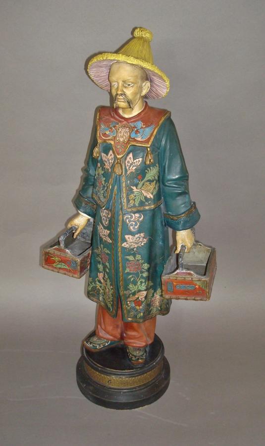 C19th decorated terracotta chinaman