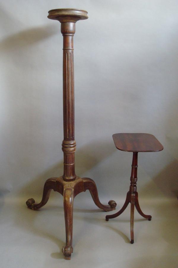 Georgian carved mahogany torchere - monumental