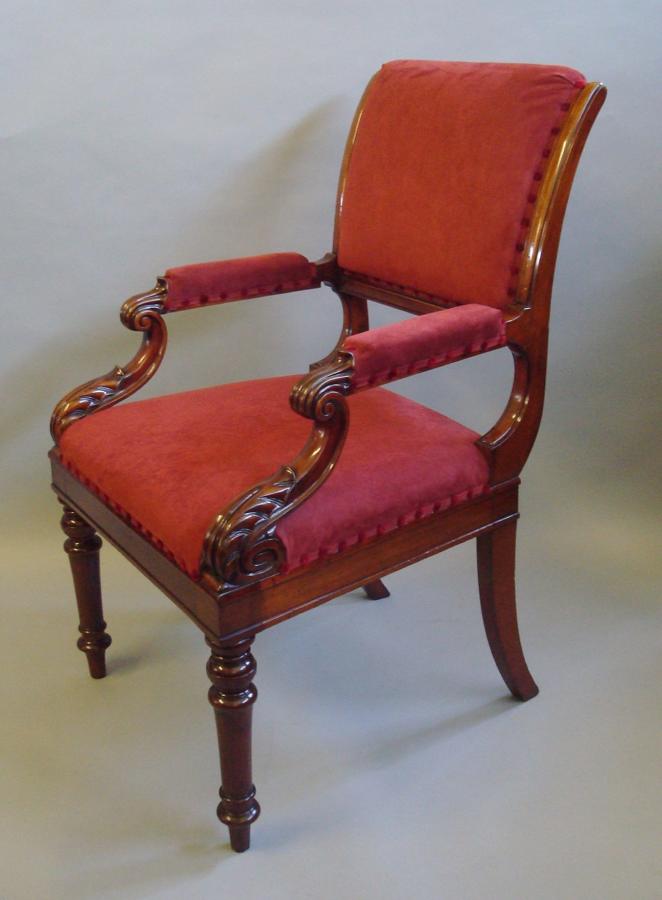 George IV mahogany library chair