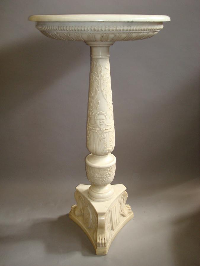C19th carved marble tazza on pedestal