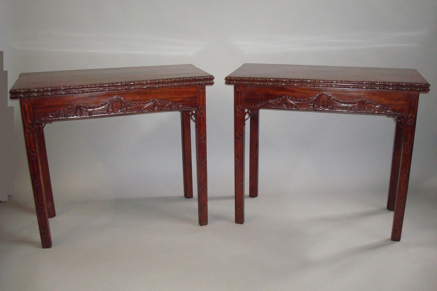 George III pair of mahogany tea and card tables