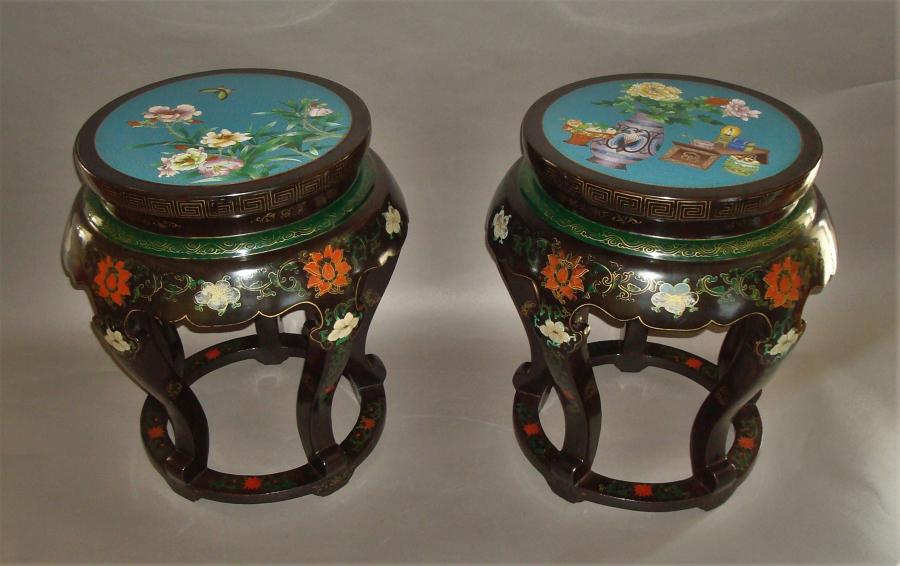 A pair of Chinese lacquered low tables