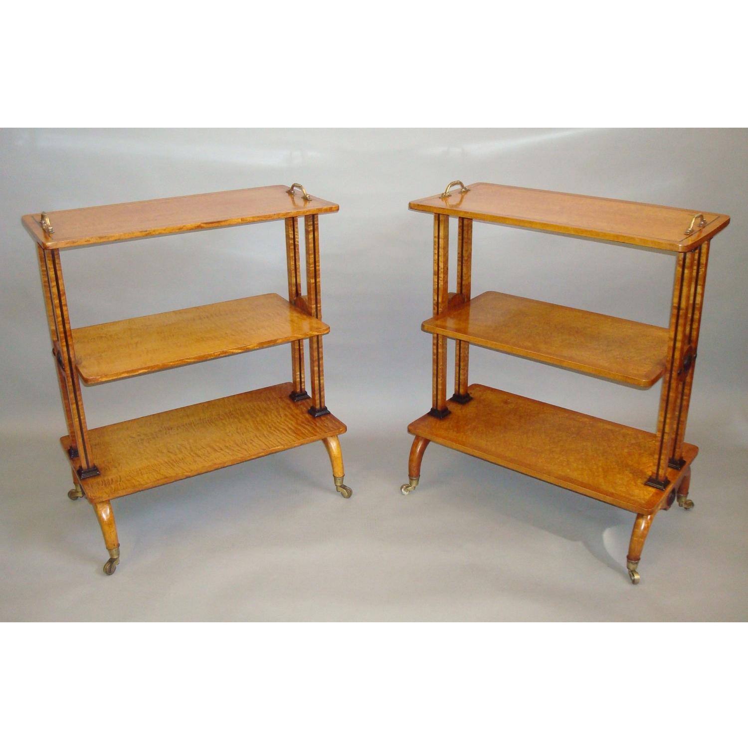 Regency matched pair of maple etageres