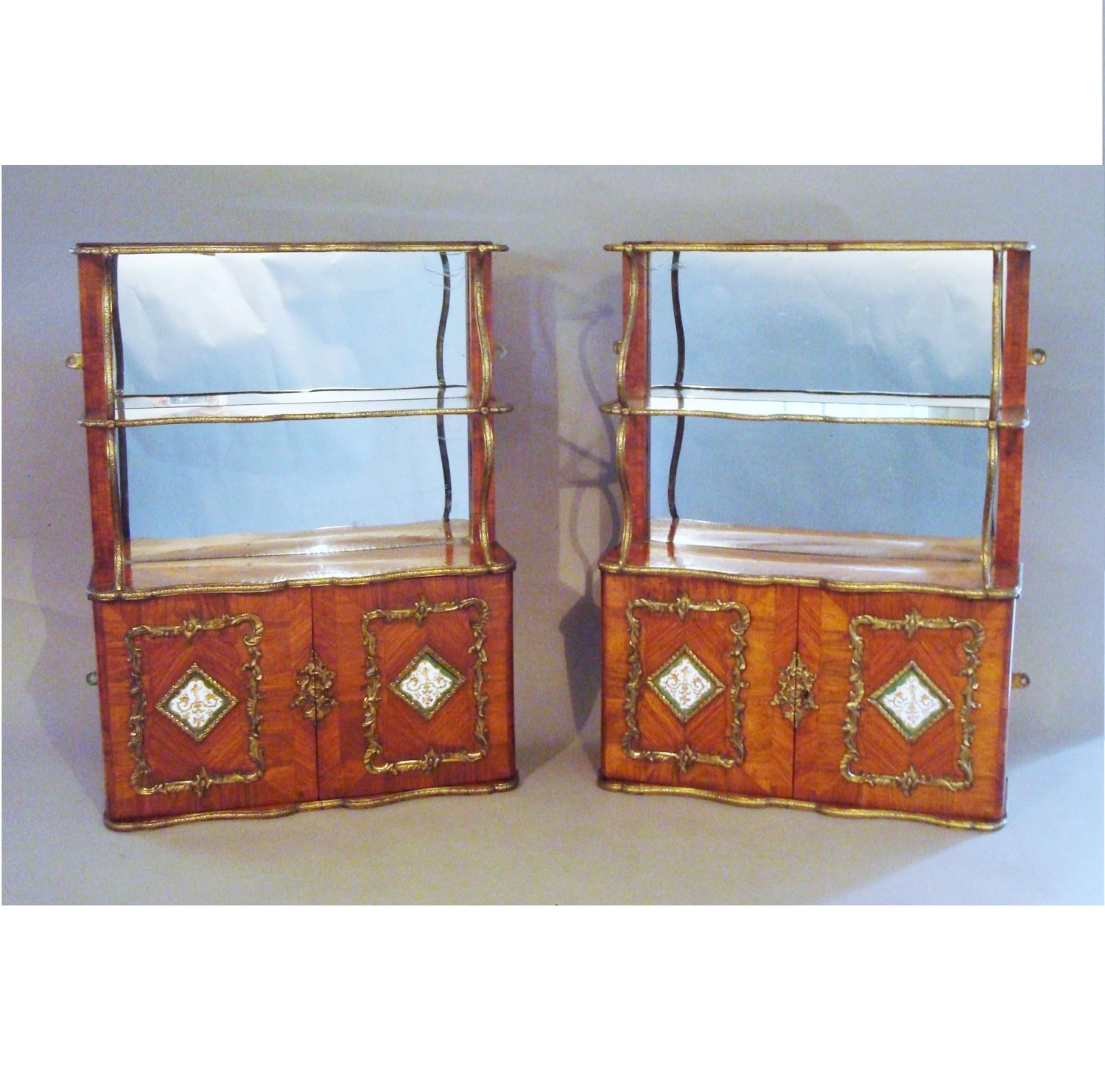 19th century pair of English hanging wall cabinets