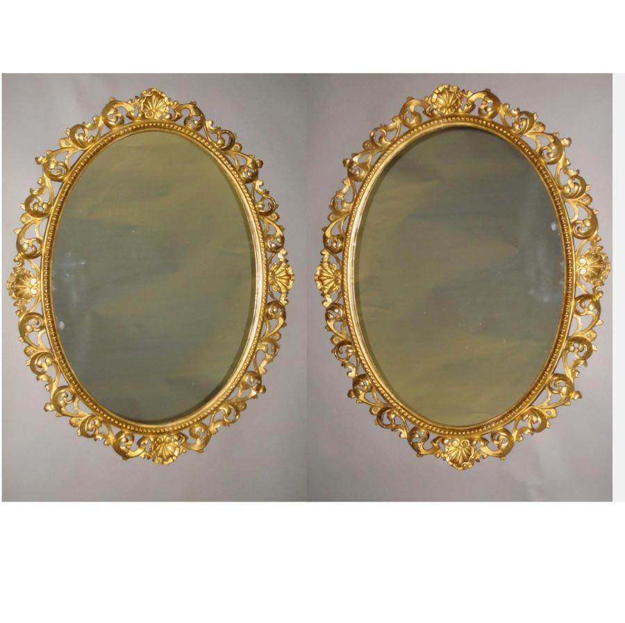 C19th pair of Florentine carved giltwood wall mirrors