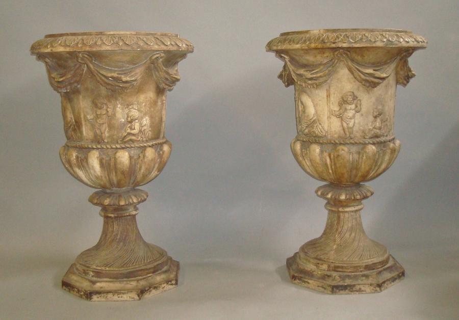 Regency pair of neo classical plaster urns