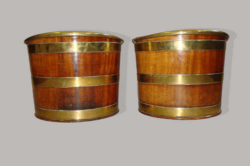George III brass bound mahogany plate buckets