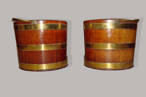 George III brass bound mahogany plate buckets