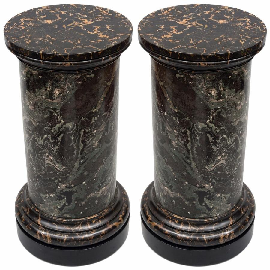 C19th pair of scagliola pedestal colums