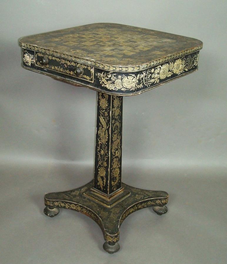 Regency penwork chess / occasional table