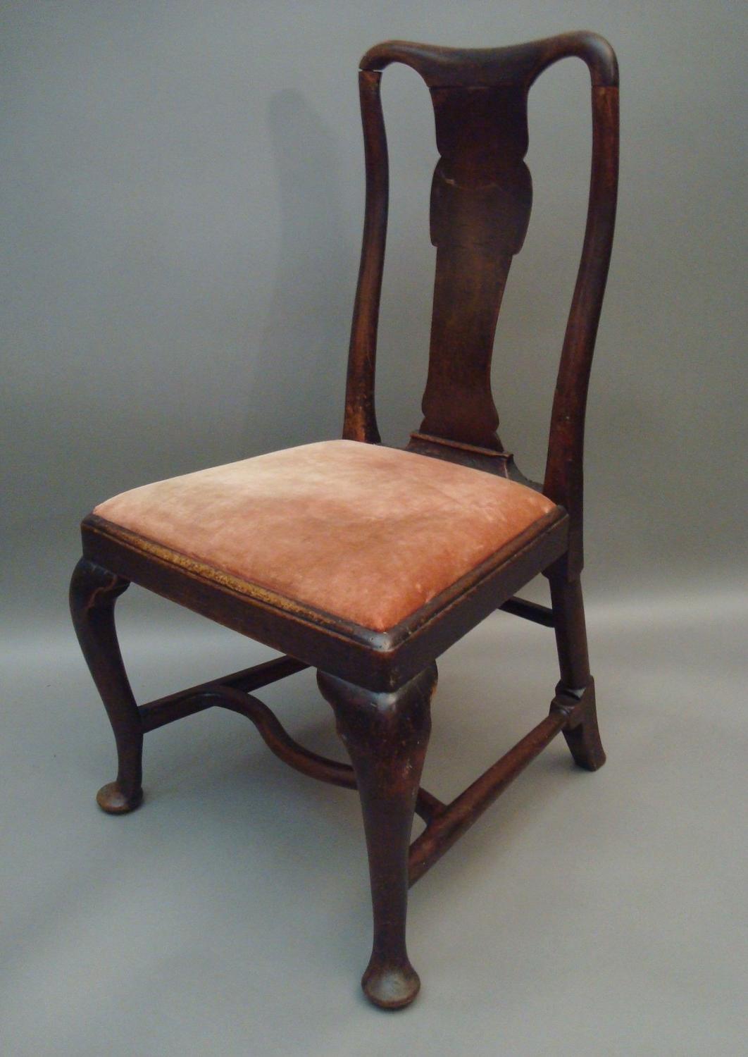 George I walnut cabriole leg side chair