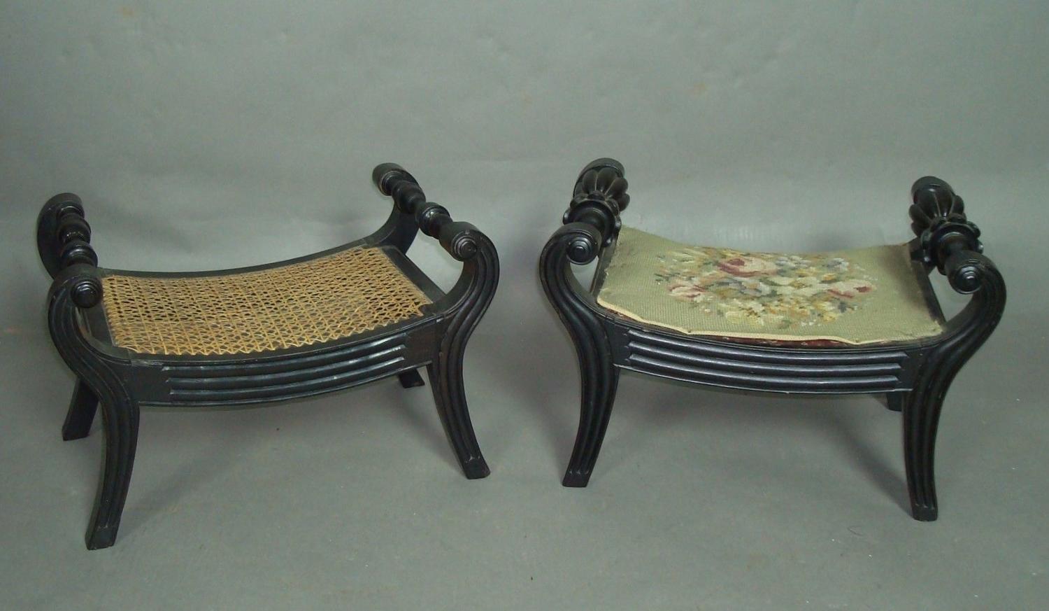 C19th Anglo Indian ebony Foot Stools