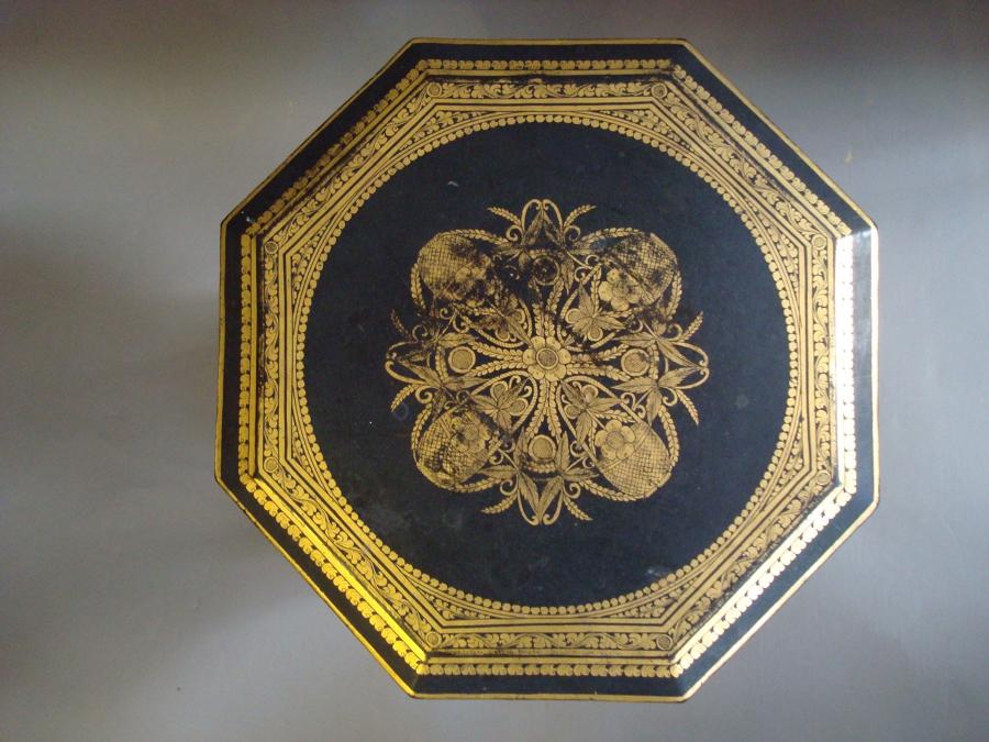 C20th small black and gilt Indian table