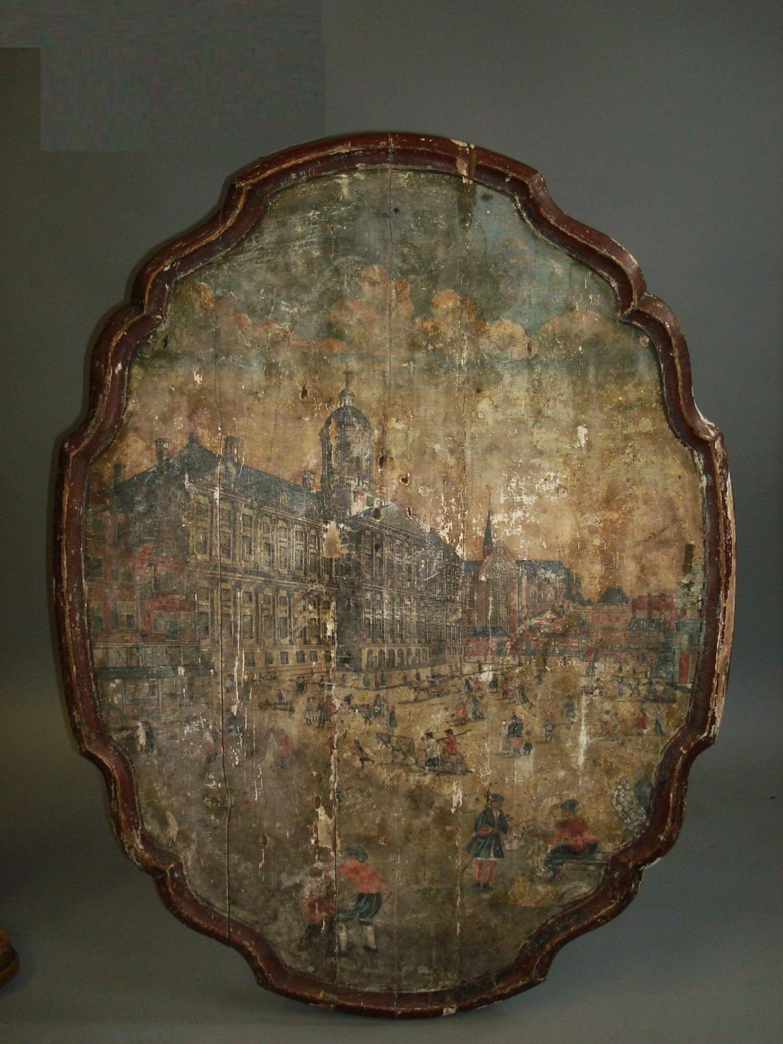 C18th interesting Continental painted table top