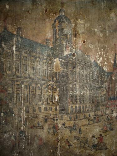 C18th interesting Continental painted table top