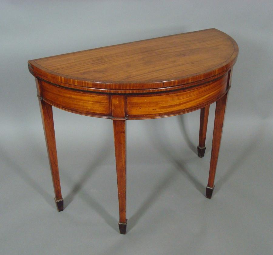 George III satinwood demilune card table