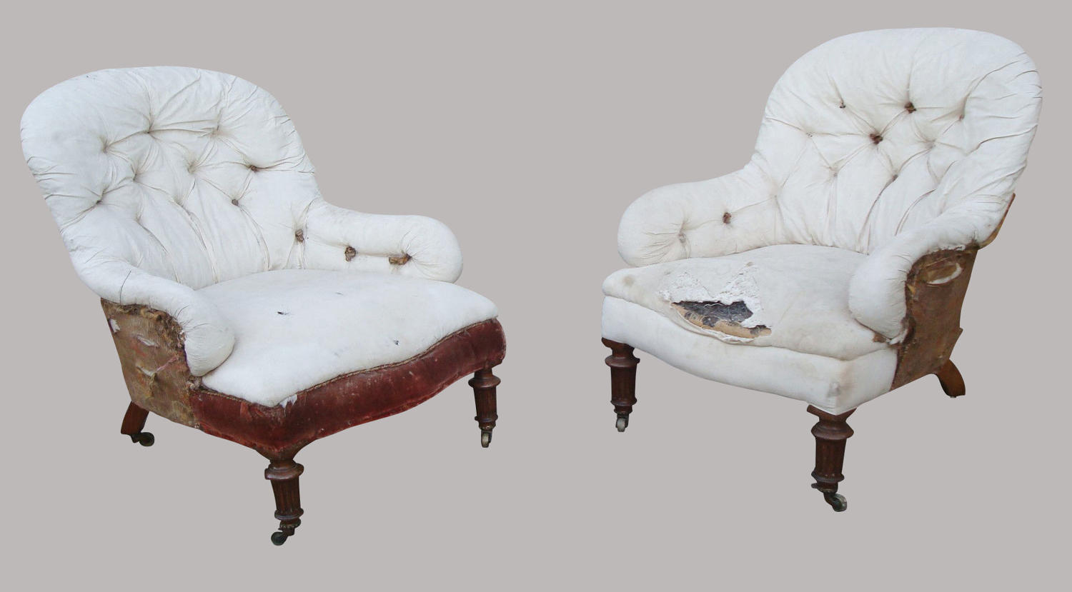 19th century near pair of Gillow upholstered armchairs