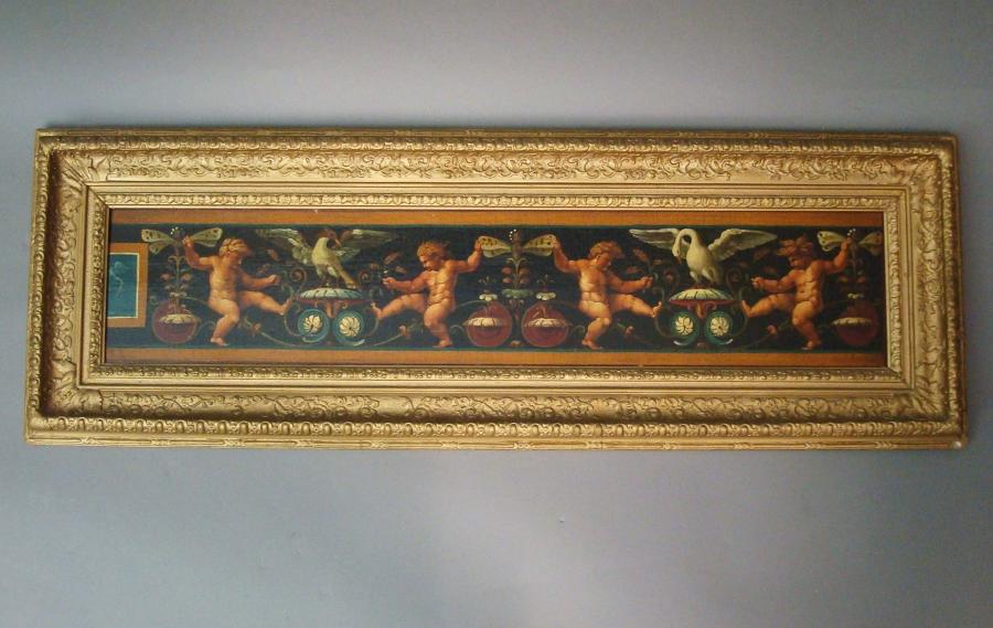 C19th Oil painting of classical frieze scene