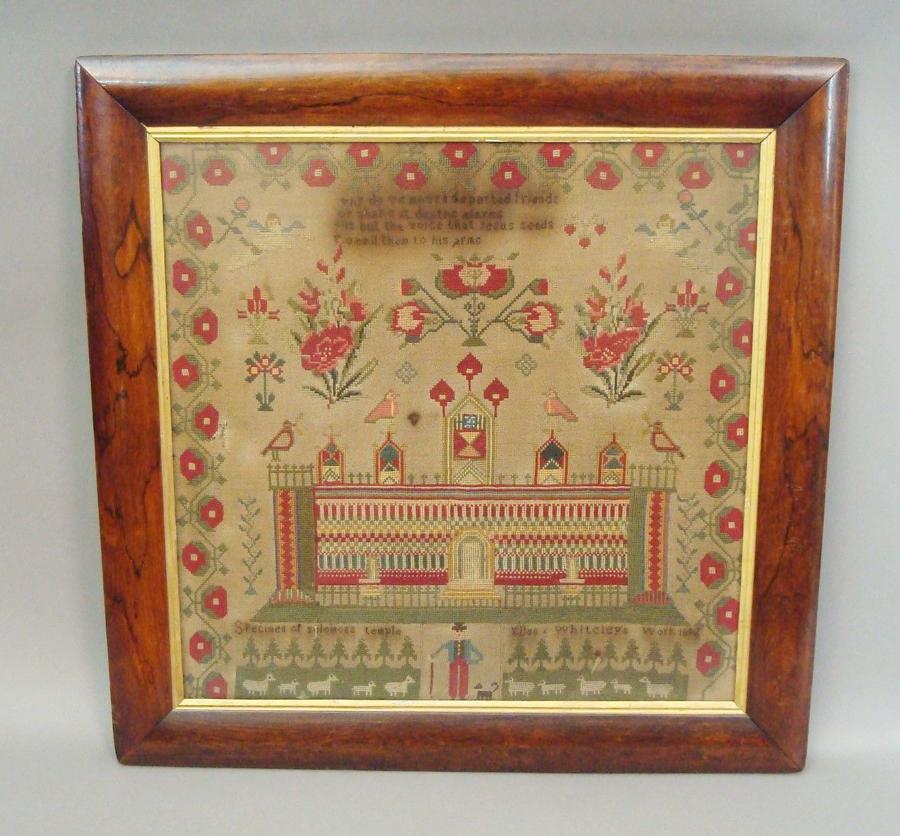 C19th large needlework of Solomans Temple