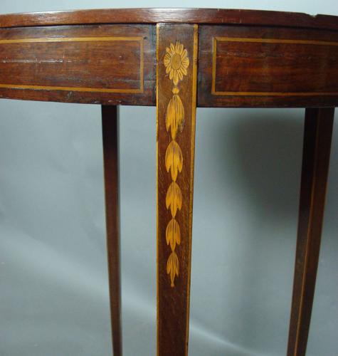 George III Sheraton inlaid mahogany oval occasional table