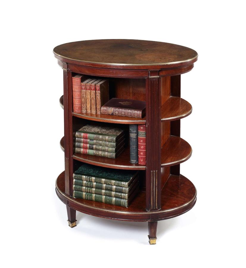 C19th mahogany freestanding oval bookcase