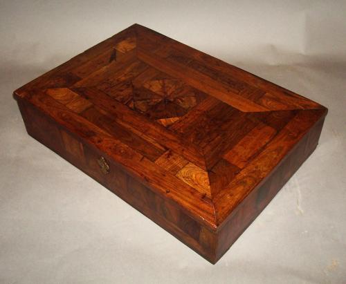 C18th kingwood and oyster panel writing box