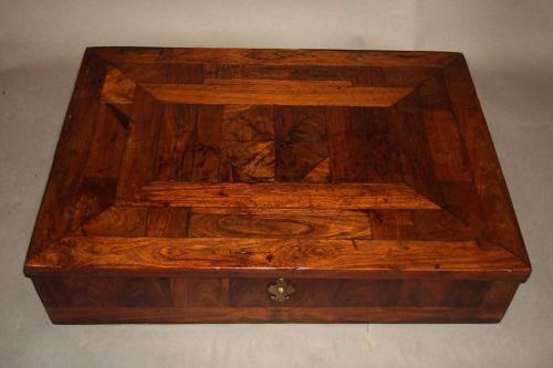 C18th kingwood and oyster panel writing box