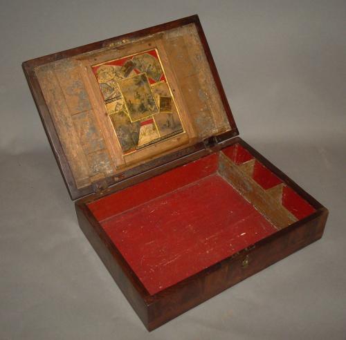 C18th kingwood and oyster panel writing box