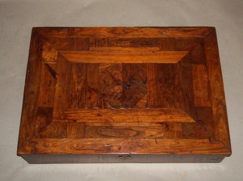 C18th kingwood and oyster panel writing box