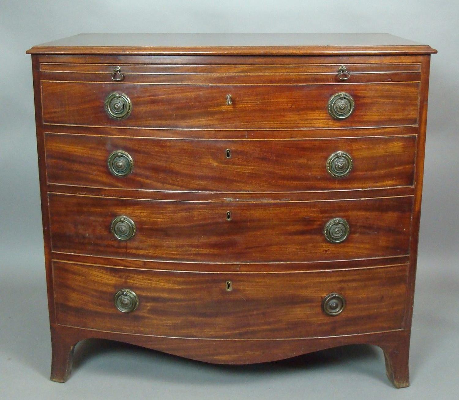 George III mahogany bow chest of drawers