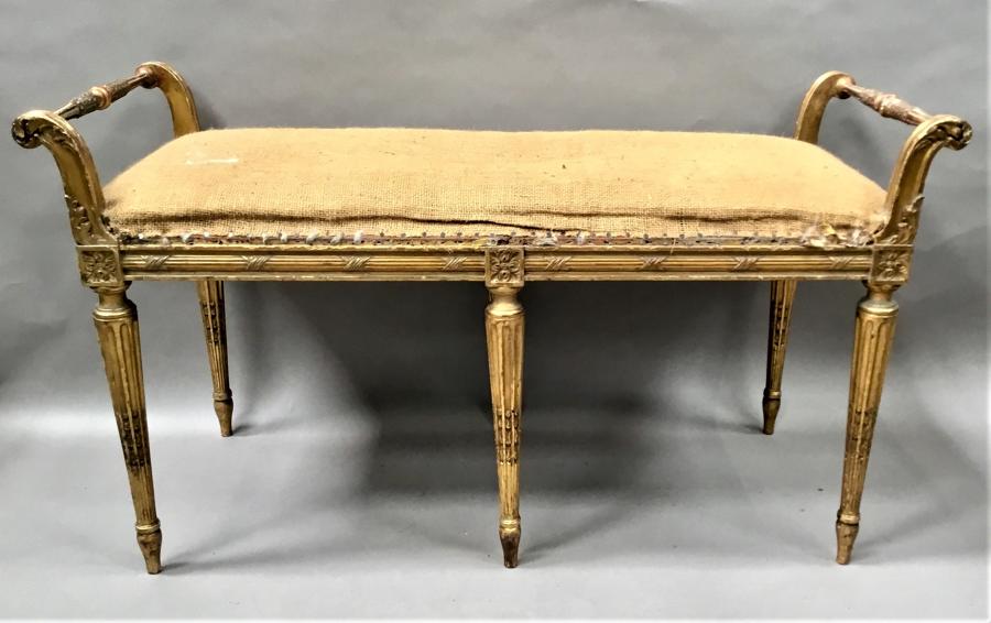 C19th giltwood window seat / stool in the neoclassical manner
